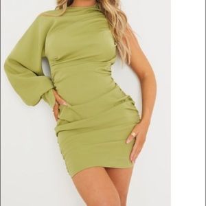 Green one shoulder dress